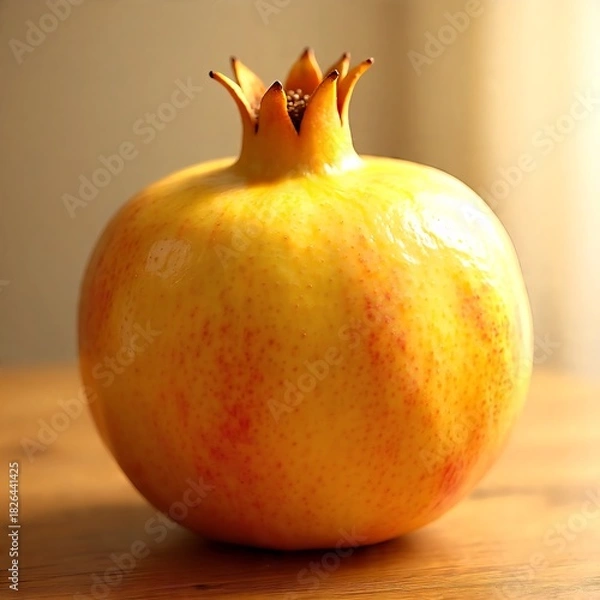 Obraz Fresh Yellow Pomegranate with Smooth Skin on Wooden Surface