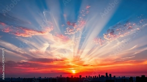 Obraz Vibrant Sunset Abstract Sky Landscape with Bright Colors and Free Flying Background, Ideal for Natural Wallpaper and Creative Design
