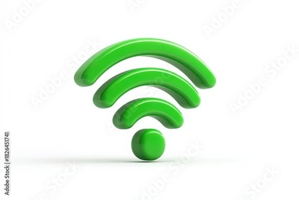 Fototapeta A 3D render of a wireless contactless payment symbol (curved waves). Isolated on a plain white background. Concept of digital transaction and technology.