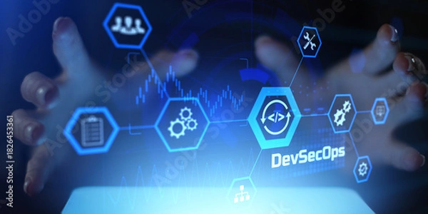 Obraz DevSecOps Integration and Secure Software Development Lifecycle Illustrated as Modern Technology Concept.