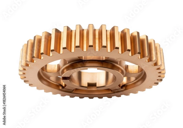 Fototapeta Isolated cogwheel close-up, industrial component of a mechanical gearbox, precision gear