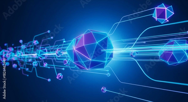 Fototapeta Abstract futuristic digital data network technology background