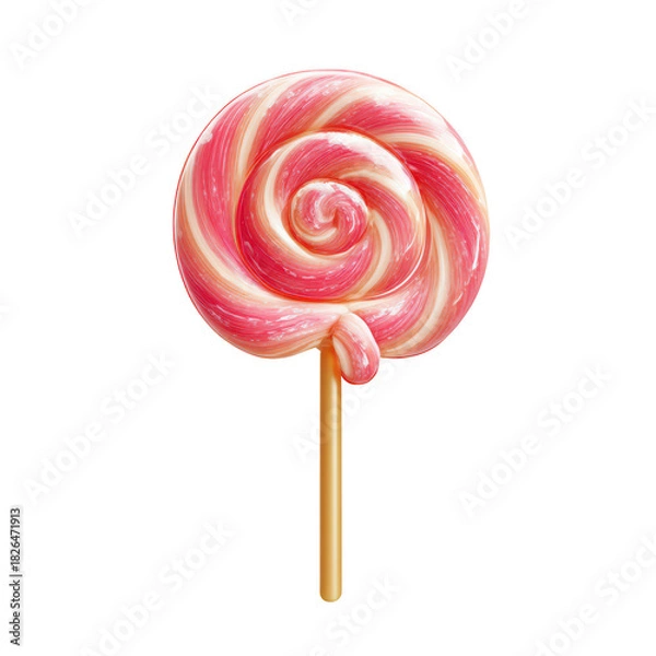 Obraz Pink and white lollipop isolated on transparent background