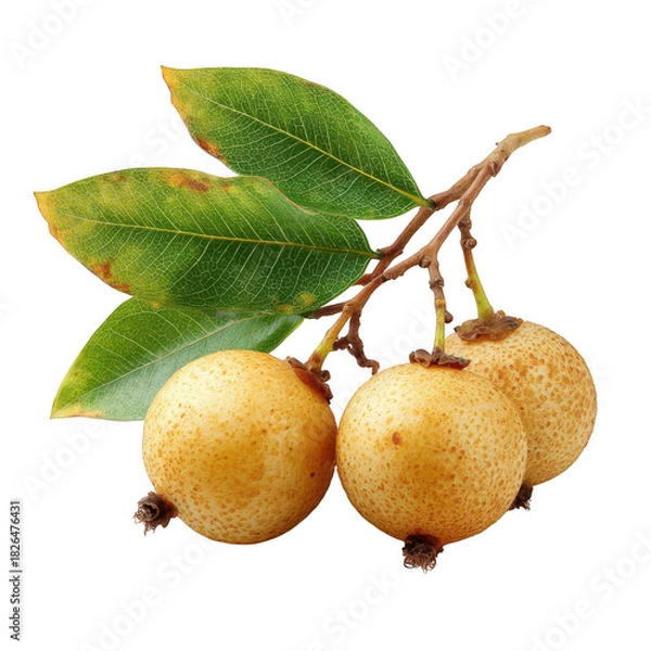 Fototapeta Longan fruits with leaves isolated on transparent background