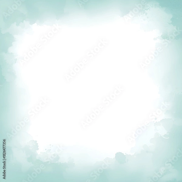 Fototapeta Soft sky-blue watercolor border gently fading inward with smooth gradients.