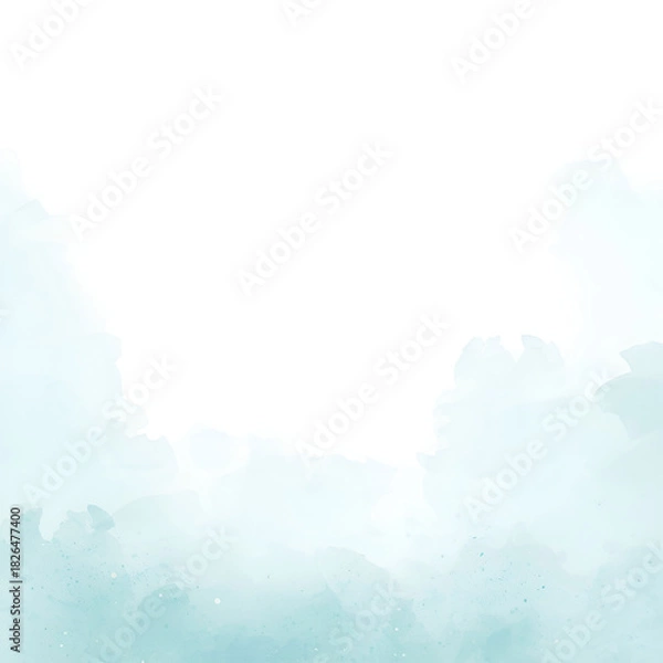 Fototapeta Soft sky-blue watercolor border gently fading inward with smooth gradients.