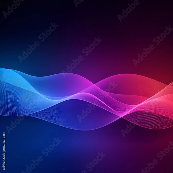 Fototapeta Gradient wavy background in vibrant neon blue and purple hues, smooth flowing curves.