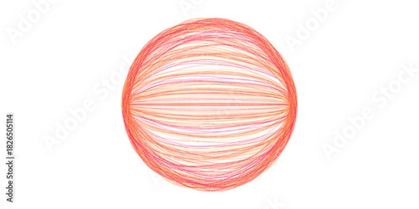 Fototapeta Abstract Sphere of Intersecting Lines with Sunset Hues on Transparent Background
