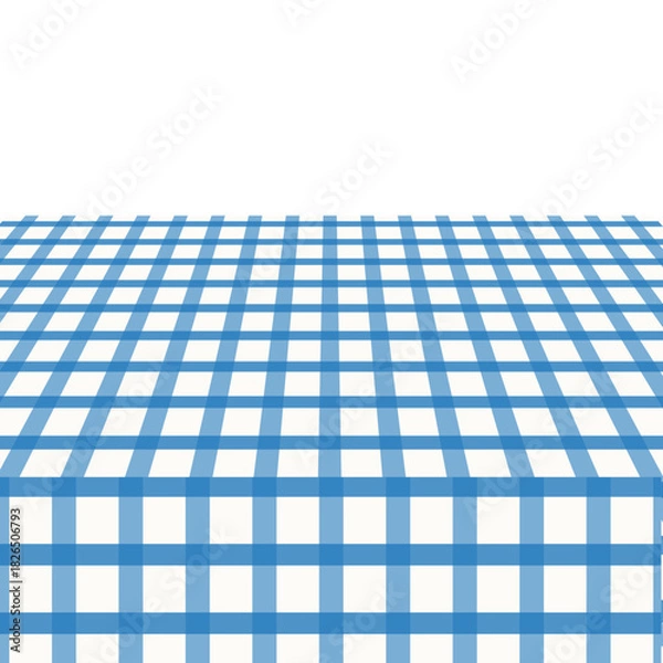 Obraz Simple Blue and White Gingham Checked Tablecloth Mockup Graphic Element