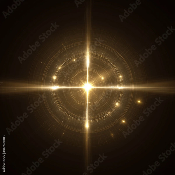 Obraz radiant circular design with a glowing golden light at its center, surrounded by intricate details and symmetrical patterns. It conveys a sense of energy, illumination, and balance, making it visually