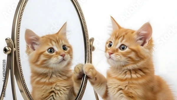 Fototapeta “Two adorable kittens facing each other indoors, warm soft lighting, playful innocent moment, gentle background blur, high-detail fur and expressive eyes