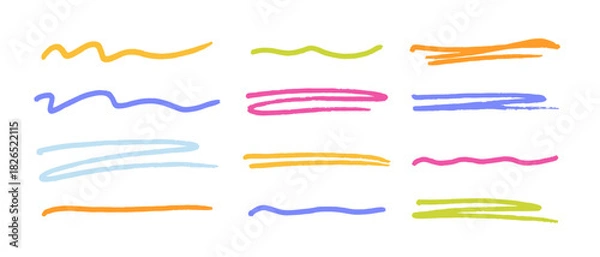 Fototapeta Brush pen stroke hand drawn vector collection isolated on white.