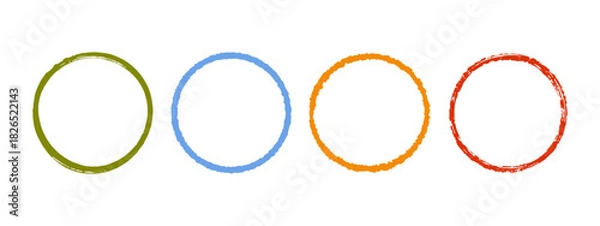 Fototapeta Hand drawn grunge circle collection isolated on white.