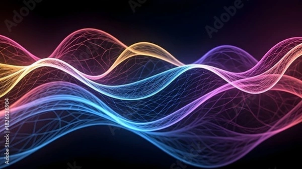 Fototapeta Stunning vibrant waves with neon colors create dynamic abstract background for modern designs and technology projects, perfect for adding visual impact
