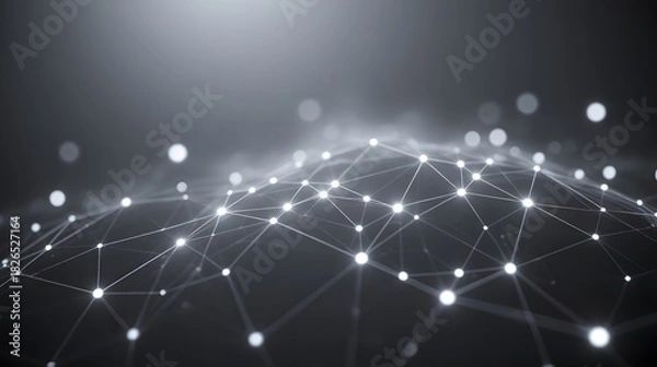 Fototapeta Stunning network connection with glowing nodes and intricate lines, perfect for technology, science, and business innovation projects