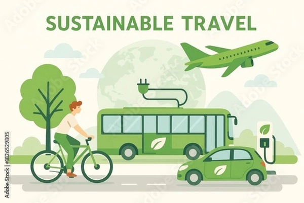 Obraz Sustainable travel concept: eco-friendly transportation options for a greener future