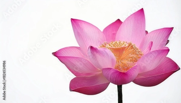 Obraz Pink Lotus Flower Blossom Isolated on White Background Serene Beauty and Symbol of Purity
