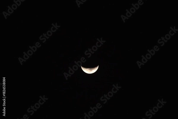 Fototapeta half moon shining floating on sky in night 