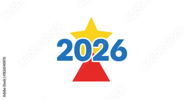 Obraz Logo design featuring the year 2026 with star and triangle isolated on