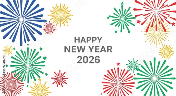 Obraz Happy new year 2026 celebration with colorful firework illustration