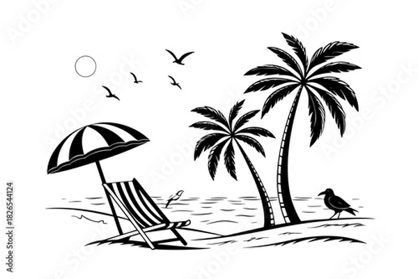 Obraz vector illustration of a tropical island