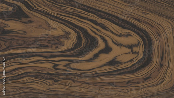 Obraz Abstract Wood Grain Texture Background with Dark Brown and Light Brown Swirls, Decorative Pattern, Natural Material Design, Surface Veneer, Interior Decor