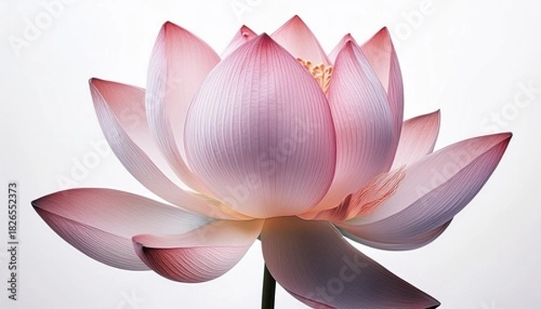Obraz Beautiful Pink Lotus Flower Blossom on White Background Symbol of Purity and Enlightenment