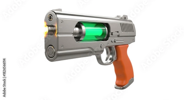 Fototapeta Isolated futuristic weapon 3D rendering for film animation and design concept idea