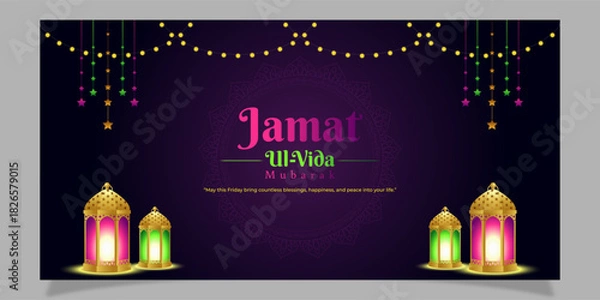 Obraz Vector illustration of Jamat Ul Vida social media template