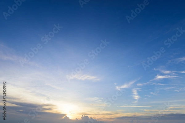 Fototapeta Beautiful blue sky and puffy white cloud background