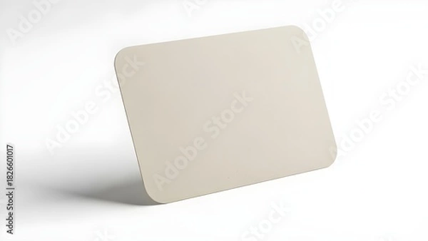 Fototapeta Minimalist Blank Light Beige Rectangular Card Mockup Isolated on White Background