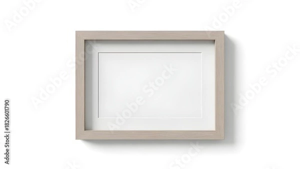 Fototapeta Minimalist Light Beige Square Wooden Photo Frame Mockup Isolated on White