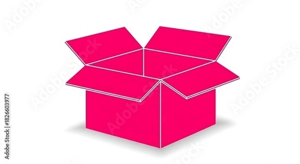 Obraz Pink cardboard box packaging open container shipping delivery storage product mockup design vector