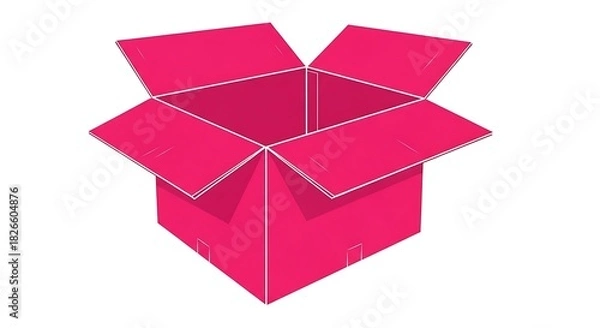 Obraz Pink cardboard box open vector illustration for packaging and storage solutions online shop