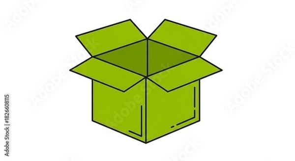 Obraz Open green cardboard box packaging container shipping delivery package carton illustration