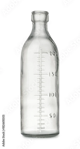 Obraz Empty old graduated medicine glass bottle isolated