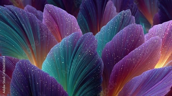 Obraz Neon glow abstract fractal backgrounds featuring dynamic glowing patterns, vibrant colors, futuristic design ideal for digital art, NFTs, and presentation visuals.