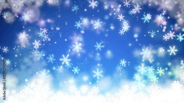 Fototapeta 雪が舞う風景_Blue