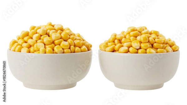 Obraz Delicious corn kernels overflowing in bowls offer vibrant color and wholesome appeal, perfect for healthy eating promotions and family meals concepts
