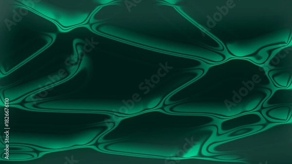 Obraz Abstract flowing emerald green and dark teal gradient pattern with organic, interconnected liquid-like shapes creating a modern, dynamic background, ideal for technology, science, and futuristic desig