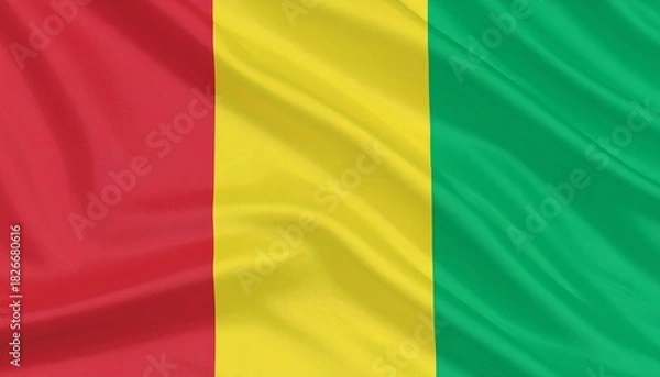 Fototapeta Romania flag with vertical red, yellow, and blue stripes, symbolizing unity and national pride.