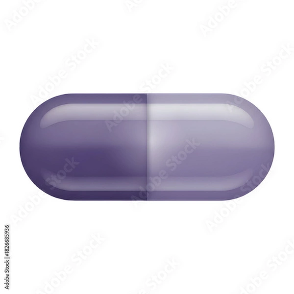 Obraz A single purple and white pharmaceutical capsule, a common form of oral medication used in healthcare and medicine, isolated on a transparent background