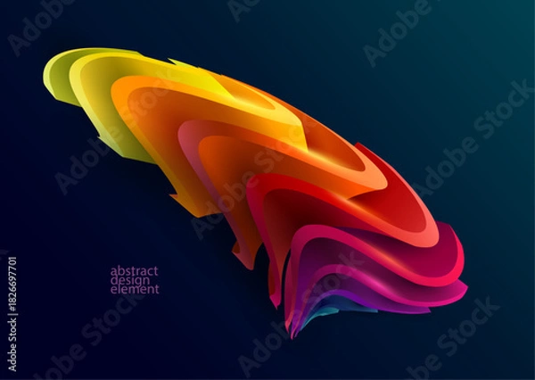 Fototapeta Multicolored wavy 3D geometric shape.  Art vector design element.