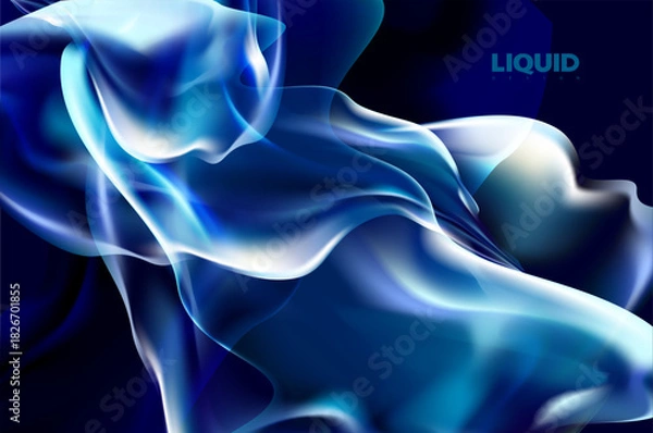 Fototapeta Abstract glass background. Vector liquid shape with transparency and glow.