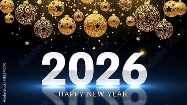 Obraz Luxury 2026 Happy New Year Background with Gold Ornaments
