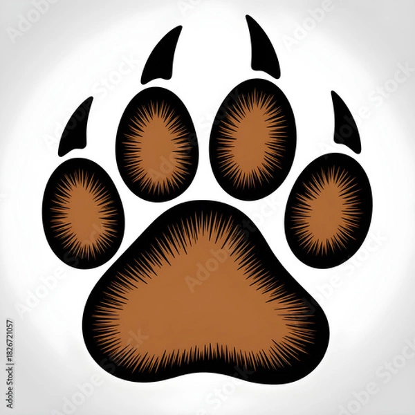 Fototapeta  Detailed Realistic Bear Paw Print in Wilderness Setting