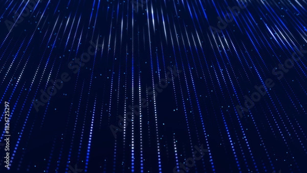 Fototapeta Digital technology background. Directed stream of luminous particles. Big data visualization. 3d rendering.