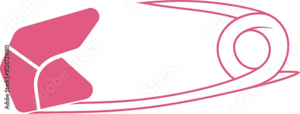 Obraz Simple pink safety pin illustration on a white background