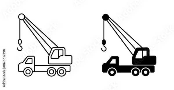 Obraz Mobile Crane Truck Icon – Construction Lifting Vehicle Vector