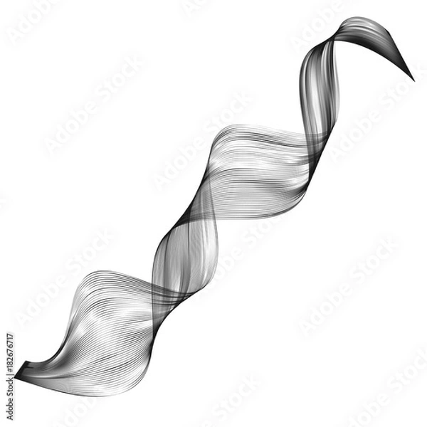 Fototapeta Abstract smooth curved line Design element Technological futuristic background with wavy line Stylization technology digital equalizer audio Smooth flowing wavy stripes made by blends Vector graphic